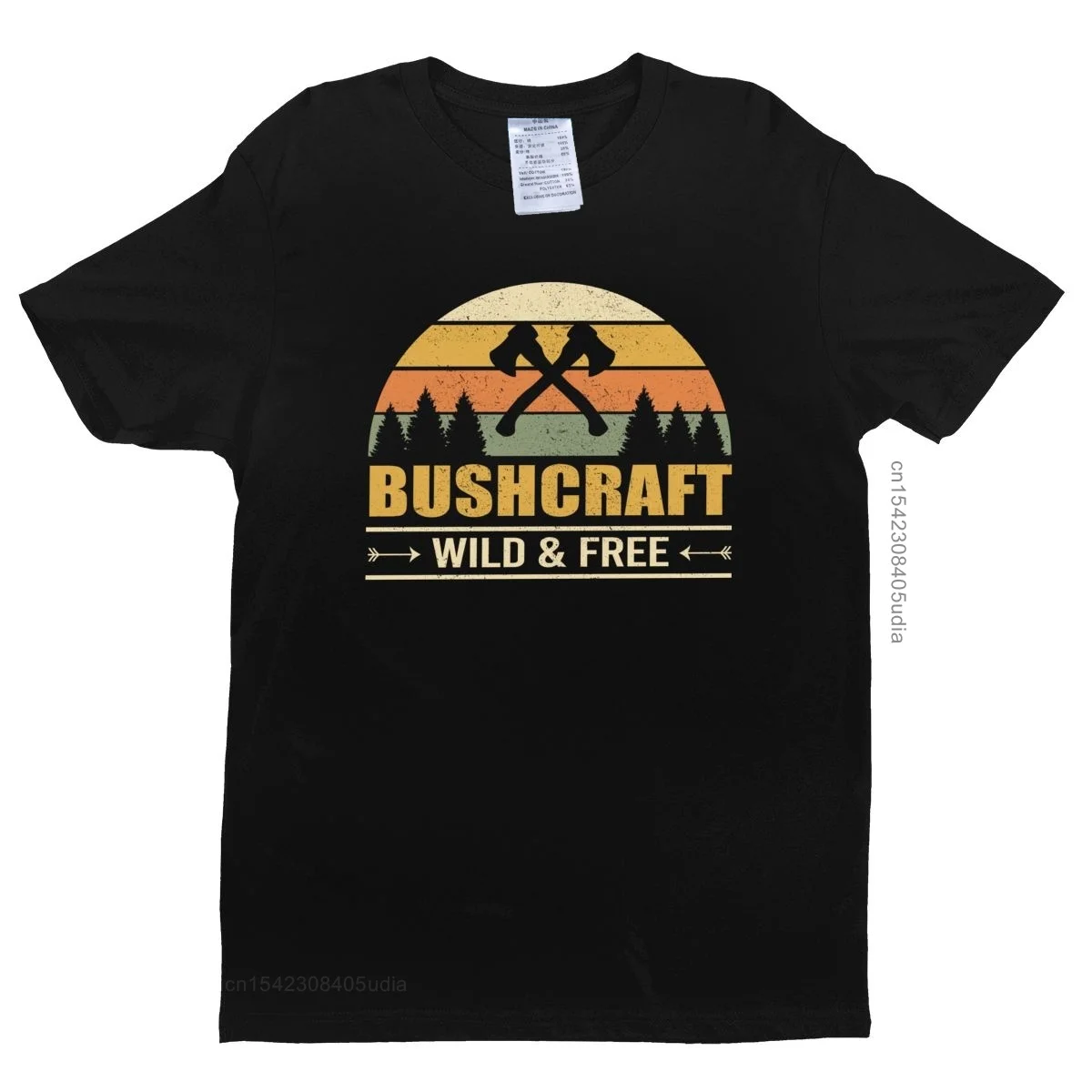 

Bushcraft Wild And Free T Shirt For Men Pure Cotton T-Shirt O-Neck Short Sleeved Outdoor Survival Hiking Camping Bushcrafter Tee