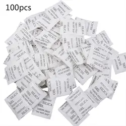 100 Packets Non-Toxic Silica Gel Desiccant Pack Moisture Absorber Dehumidifier for Kitchen Food Spices Jewelry Shoes