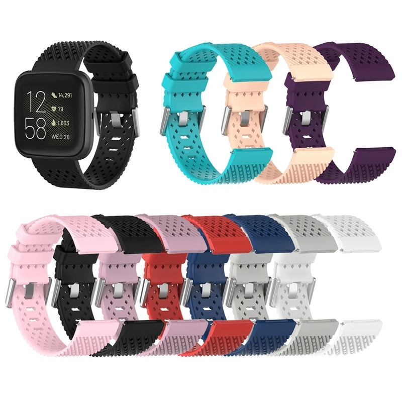Воздухопроницаемый силиконовый ремешок YUEDAER для Fitbit Versa / Lite 2 мягкий из ТПУ черный