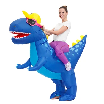 

New Blue Printed Hat Dinosaur Inflatable Costume Adult Christmas Halloween Cosplay Costume Party Role Play Mascot Disfraces