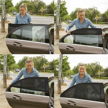 

Cover Sunshade Breathable Mesh Nylon Elastic Band 4Pcs Auto Side Window