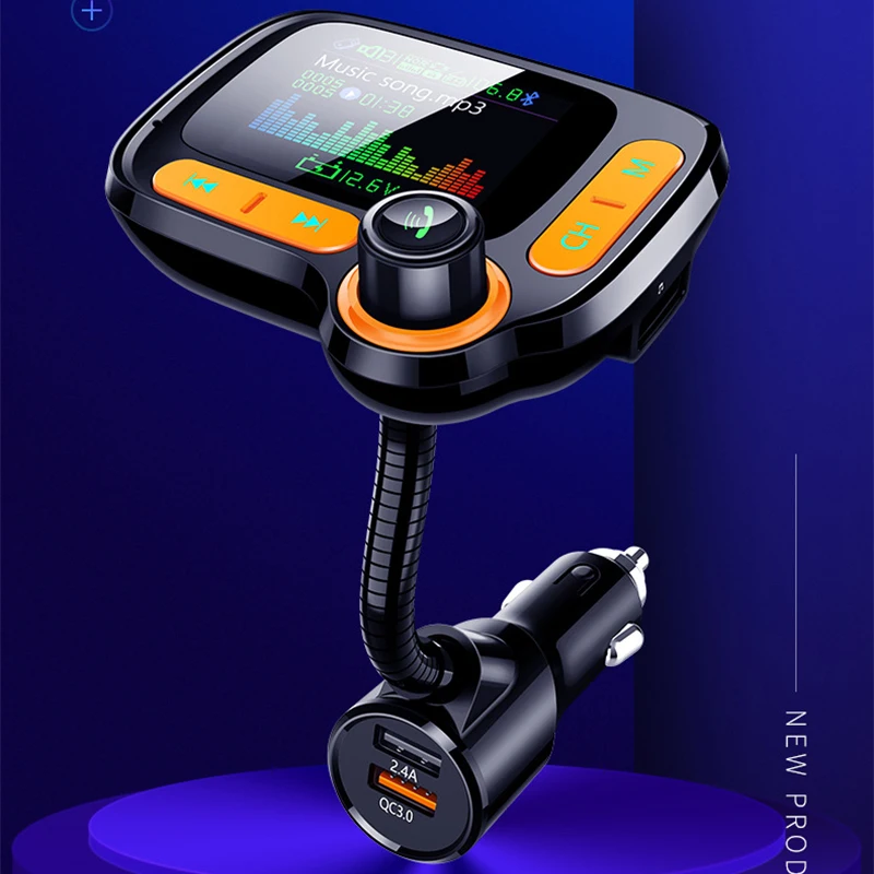 C86 автомобильный fm-передатчик Bluetooth 5,0 MP3 музыкальный плеер AUX 1,7" TFT цветной экран переключатель папки Обнаружение напряжения Handsfree USB