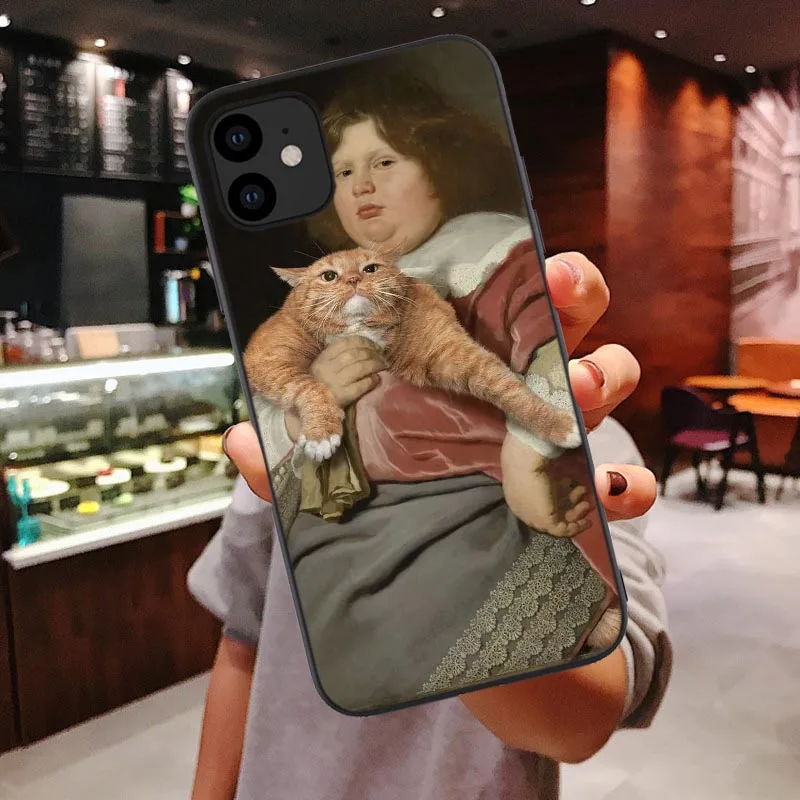 TPU Забавный мягкий чехол Leonardo da Vinci Mona Lisa Pat Cat для iphone 11 Pro MAX для iphone X XR Xs Max 6 6S 7 8 Plus - Цвет: TPU