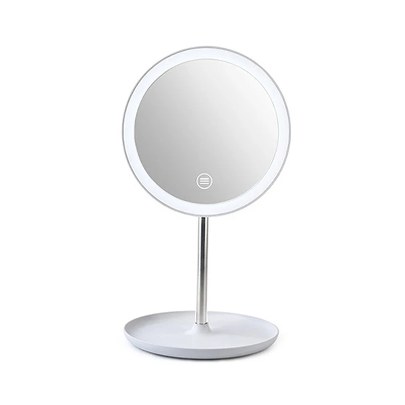 Светодиодный зеркало для макияжа с натуральным светодиодный зеркальный светильник косметическое зеркало с светильник Перезаряжаемые складной VIP дропшиппинг - Цвет: Белый