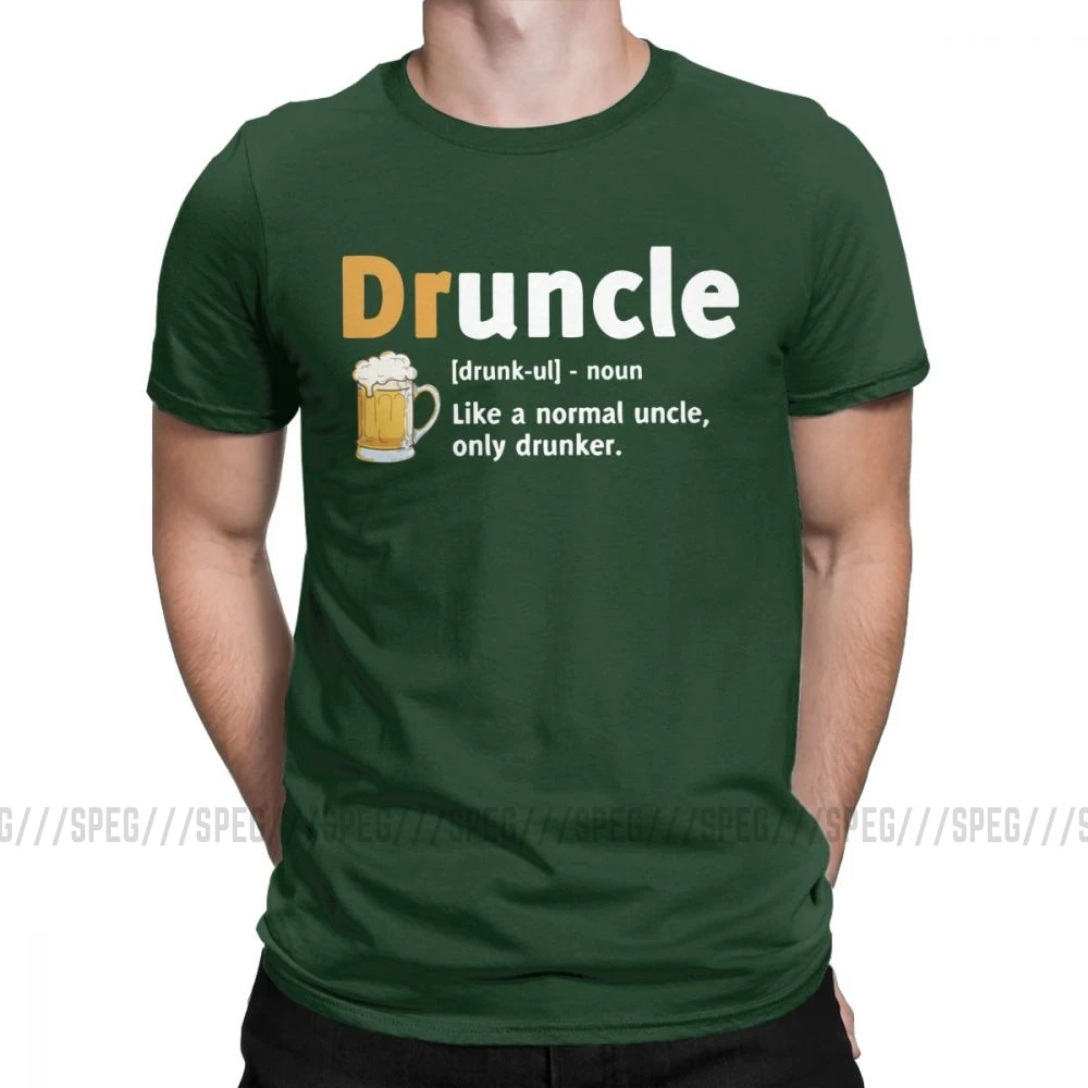 Druncle Drunkle Drunk Beer забавная футболка для мужчин с короткими рукавами, подарок для лучшего дяди, топы размера плюс, футболки, хлопковая футболка - Color: Forest Green