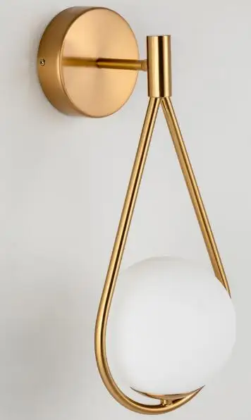coppery Art Deco Bedroom Bedside Wall Lamp Nordic Glass Ball Wall Lighting/Light Modern LED Wall Light - Цвет абажура: coppery