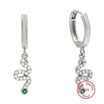 

BOAKO Female Creative Snake-Shaped Zircon Earrings S925 Sterling Silver Earrings Cold Wind Personality Earrings