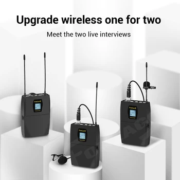 

Trusiner FreeLav II Double Live Wireless Microphone lavalier microphone Recording Microphone UHF for Smartphone DSLR Mixer PC