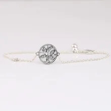 925 пробы серебряный браслет Древо жизни с кристаллом скользящий браслет подходит для женщин шарик шарм Diy Европа ювелирные изделия