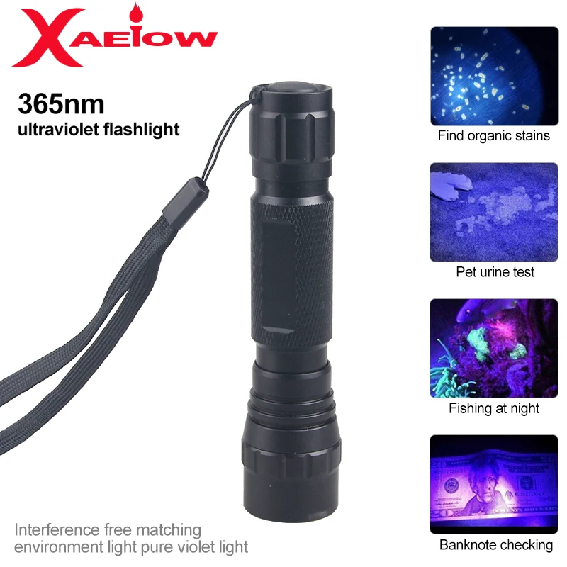 

Xaeiow 10W 365nm Ultraviolet LED Flashlight UV Torch Pet Urine Detector Money Inspect Light Urine Stains Detector Scorpion
