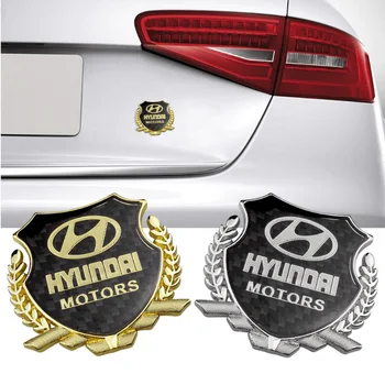 

Auto Trunk Emblem Metal Styling for Hyundai I30 Tucson Solaris IX35 Azera Car Front Side Window Sticker Badge Carbon Fiber Decal