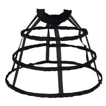 

Women 3 Hoops Pannier Petticoat Hollow Out Birdcage Skirt Wedding Bridal Ruffles Wide Waistband Crinoline Slip Underskirt Bustle