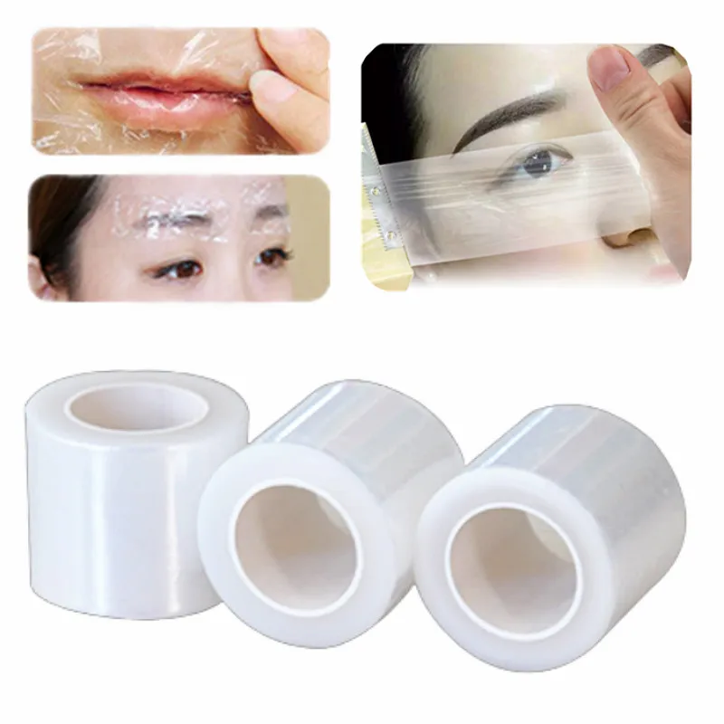 Película transparente de plástico transparente para tatuajes, accesorios de tatuaje de cejas, maquillaje permanente, 1 rollo de 200m