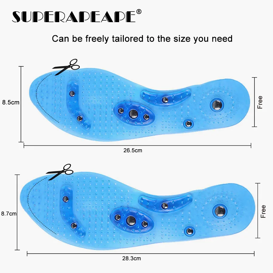 Магнитные силиконовые гелевые стельки для похудения, поддержка свода стопы, обувные подушечки для мужчин и женщин, терапевтический массаж, уход за ногами,, Прямая поставка