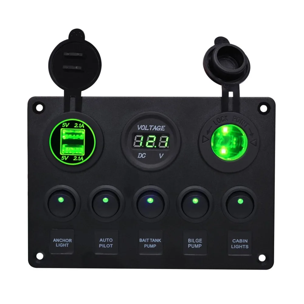 Круглый светильник для яхты+ сигаретный светильник er Seat+ двойной Usb+ Вольтметр комбинированная панель управления переключатель