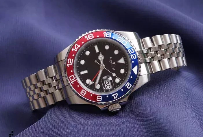 Элитный бренд Для мужчин автоматические механические часы цвет: черный, Синий Красный Керамика ободок GMT Нержавеющая сталь часы с сапфировым стеклом AAA