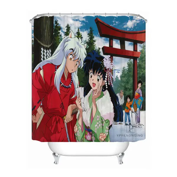 Shower Curtain Пользовательские Ретро аниме Inuyasha душ Ванная комната Шторы Mildewproof Водонепроницаемый полиэстер различные размеры#0421-21-55 - Цвет: Shower Curtain