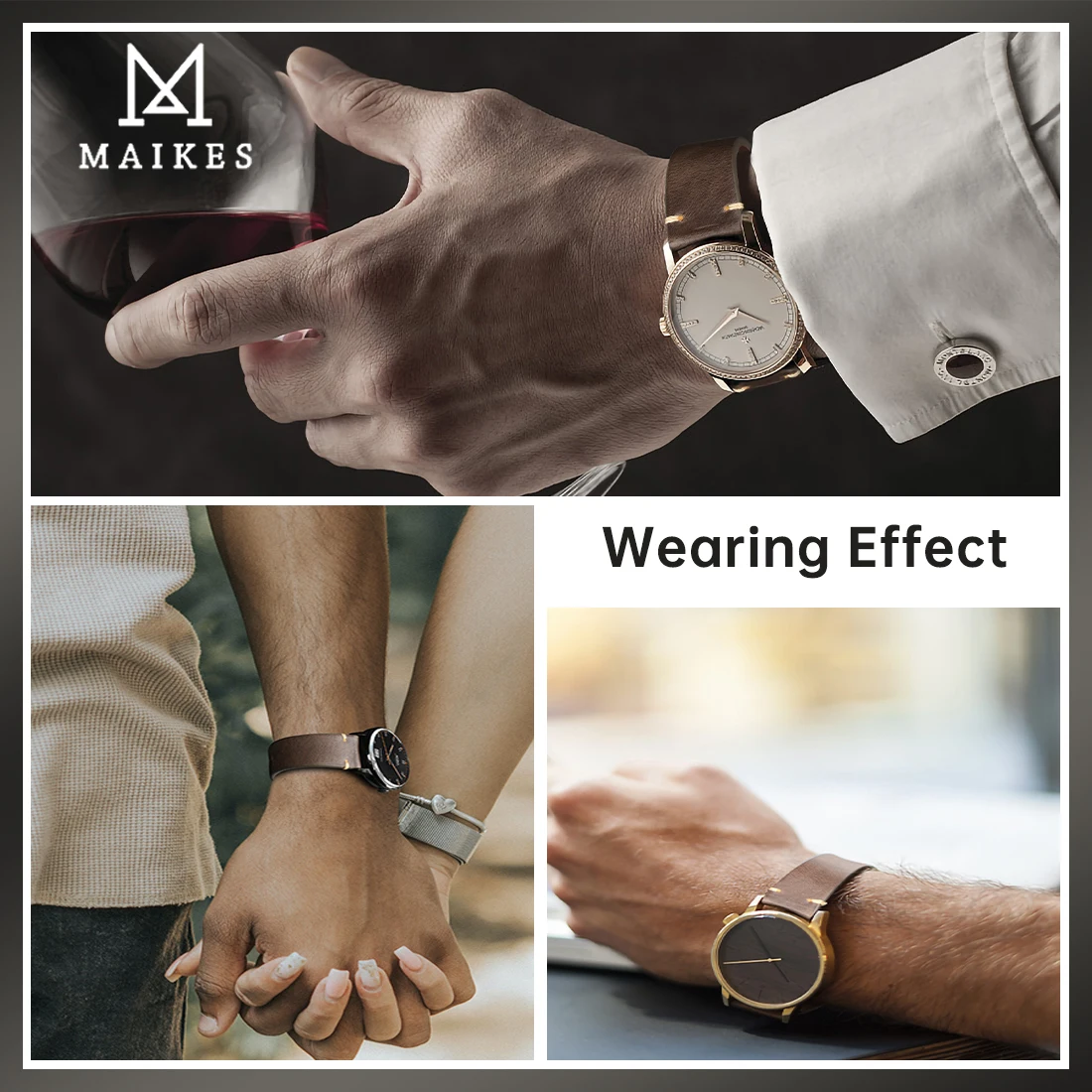 MAIKES Quick Release Watch Band Italy Vegetable Tanned Leather  For Huawei Galaxy Watch 22mm Cow Watch Bracelet Leather Strap