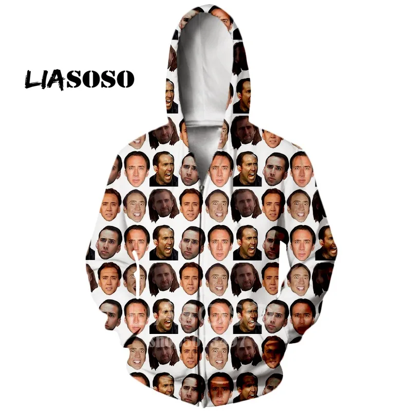 3 LIASOSO, осень, новинка, модные мужские и женские толстовки, 3D принт, звезда, Николя, клетка, забавное лицо, Повседневная Толстовка, унисекс, хип-хоп, на молнии, топы - Цвет: 3
