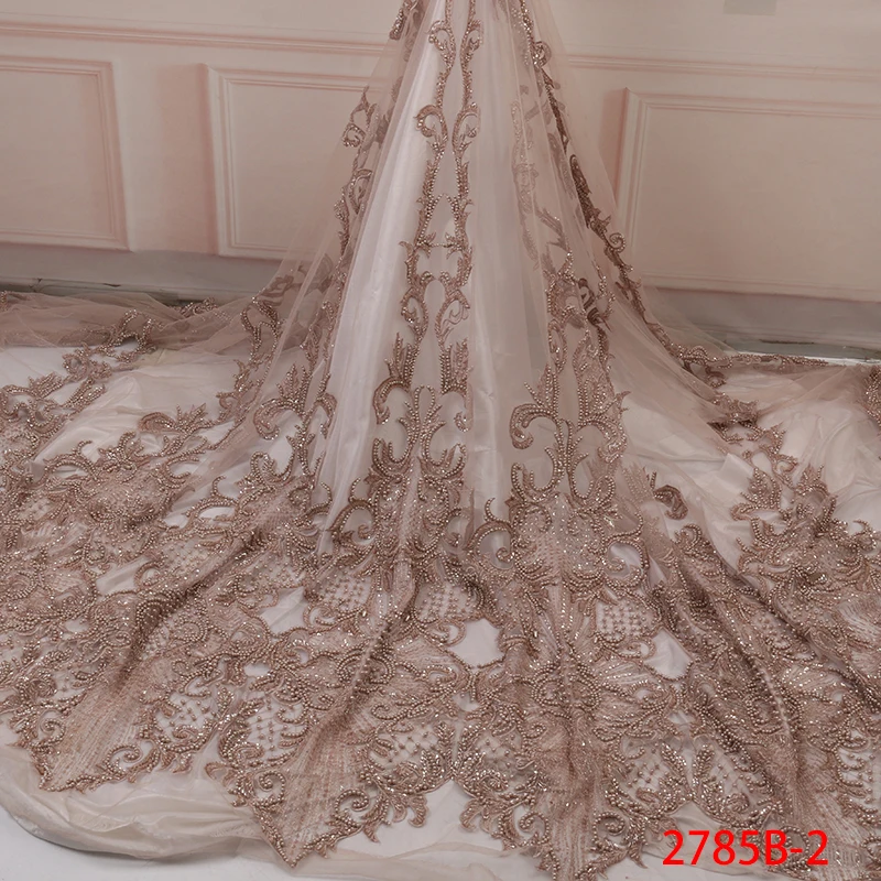 

Flower Beads Africa Havey Tulle Lace Fabric Embroidered Mesh Embroidery with Sequins Applique Wedding Brocade Net Lace AMY2785B
