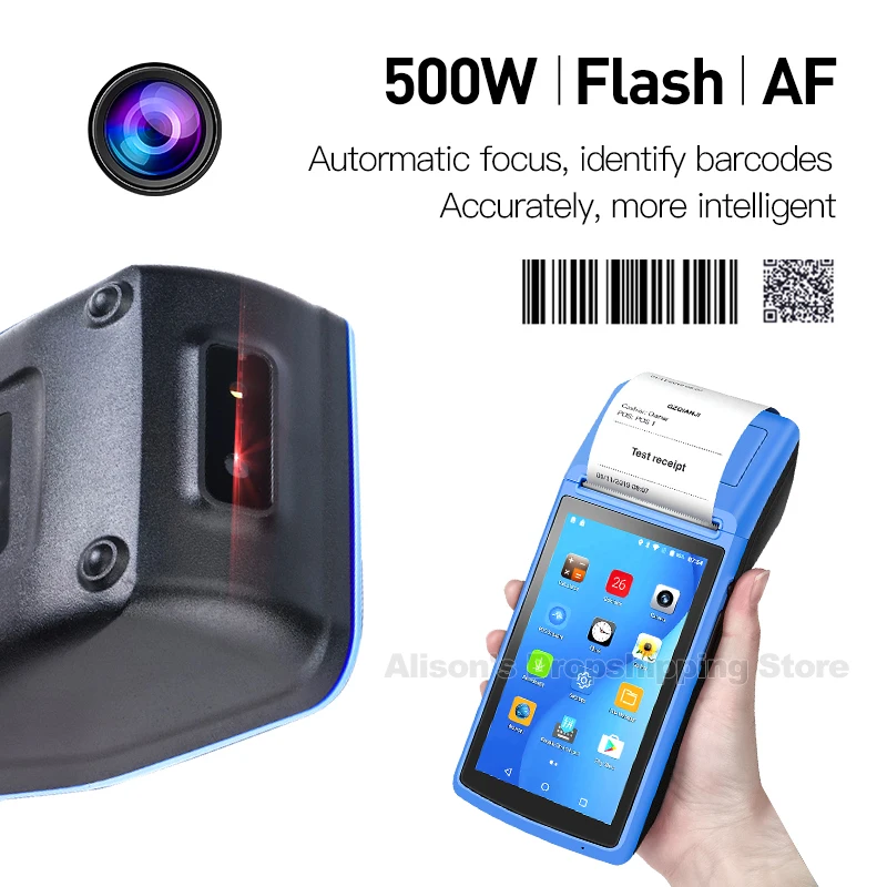 Портативный терминал Pos Android прочный КПК с NFC 5,5 дюймов сенсорный 3g Wifi Bluetooth термопринтер 58 мм POS машина Touc