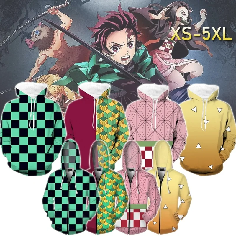 Аниме Demon Slayer Kimetsu No Yaiba Tanjiro Kamado Nezuko косплей костюм толстовки плюс размерные куртки Вечерние топы на Хэллоуин
