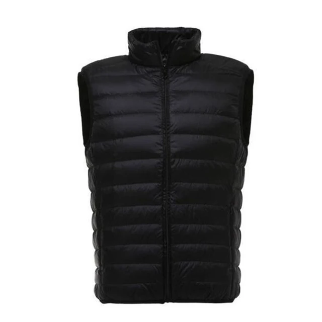 Men Thin Domn Vest Casual Light Men Down Vest Top Selling Zipper Big Size New Arrival 6 Colors Male White Duck Down Vest MWB014 Black
