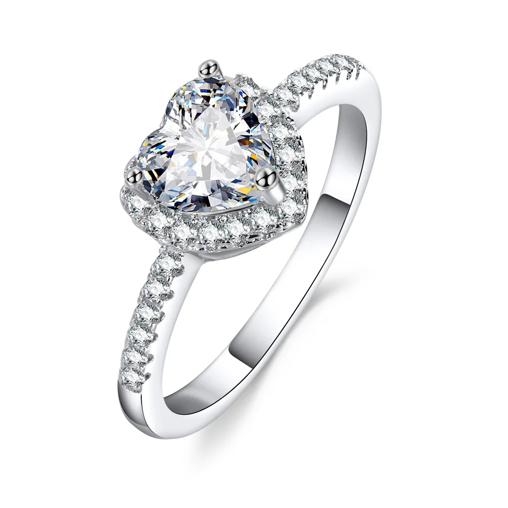 Fashion Crystal Heart Shaped Wedding Rings Women's Zircon Engagement Glamour Jewelry | Украшения и аксессуары