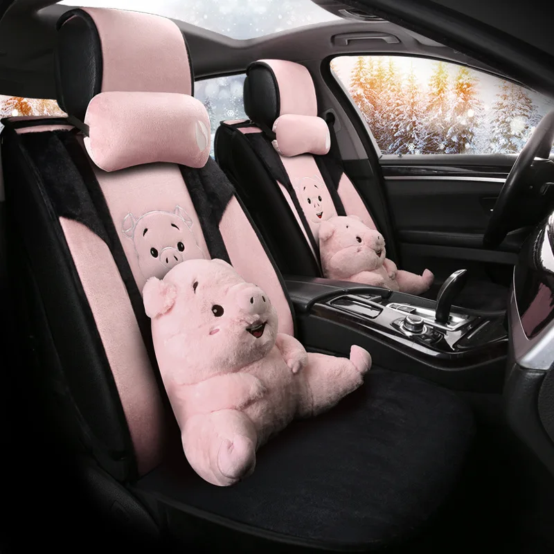 

Car Seat Cover Cartoon Four Seasons Winter Short Plush RX5 Moving Chang 'An CS35 All Edges Included Women's Cute Polo Seat Cushi