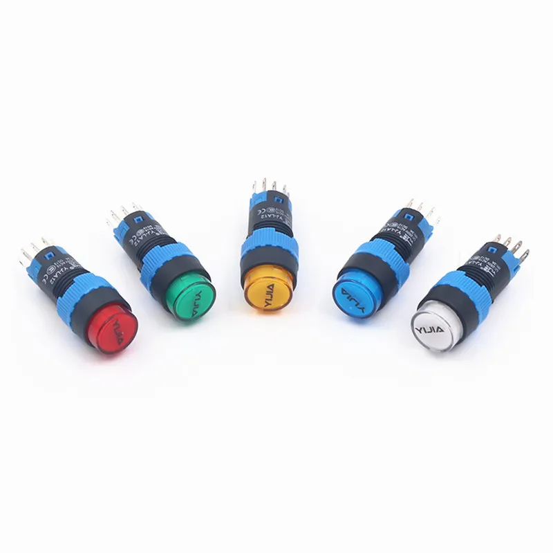 

1Pcs 12mm High Quality Button Switch with Lamp 5 Pin NO+NC Self-lock/self-reset 6V 9V 12V 24V 220V LA12-11DN/11DZ