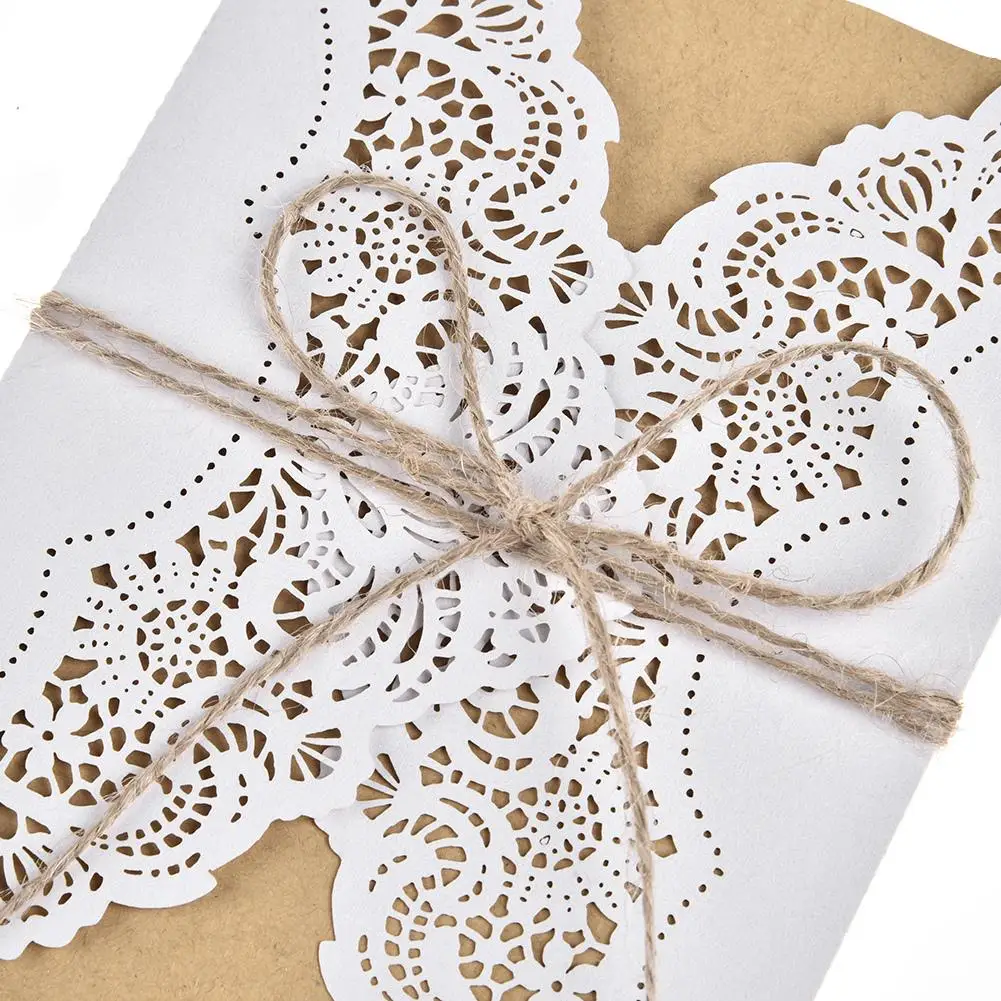  10PCS Hollow Laser Cut Wedding Invitations Card Personalized Custom With Free Envelope & Seals Wedd - 4.00026E+12