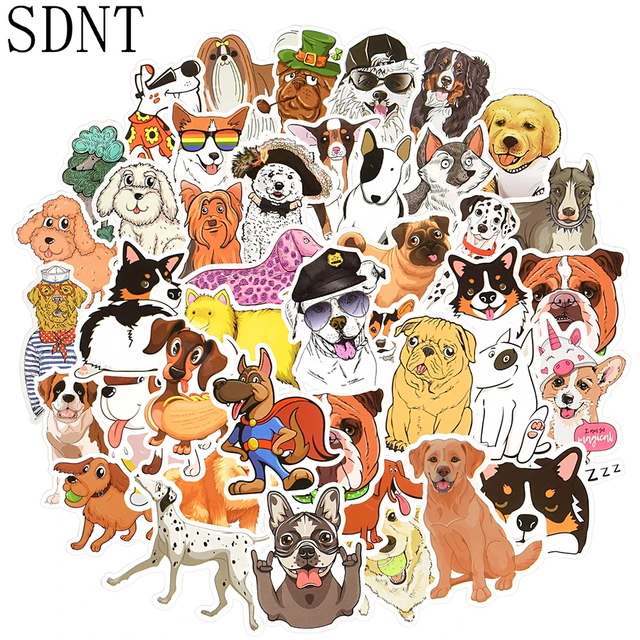 50 PCS Dog Cute Stickers Animal Corgi Labrador Golden Retriever Cool Kawaii Cartoon Stickers