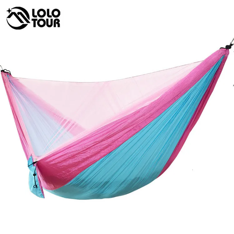Easy Set Up Mosquito Net Hammock Tent Double Sleeping Bag With Wind Rope Portable For Camping Travel