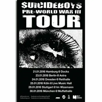 

$UICIDEBOY$ SUICIDEBOYS Rap Hip Hop Music Tour Silk Fabric Wall Poster Art Decor Sticker Bright