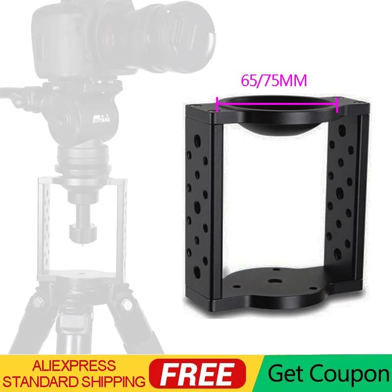 65mm 75mm Half Ball Flat to Bowl Adapter Riser Cradle Converter for Video Tripod Fluid Head DSLR