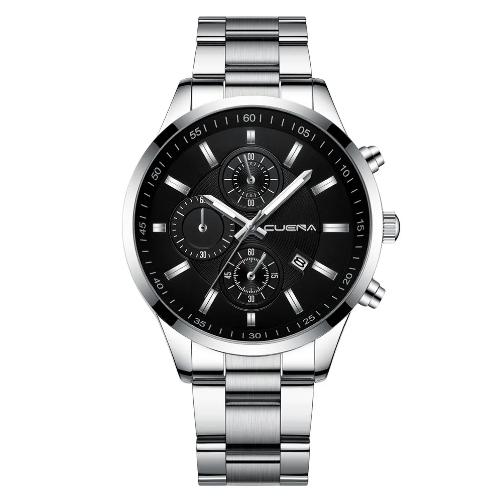 CUENA, брендовые Роскошные мужские часы, модный ремешок из нержавеющей стали, деловые часы, спортивные кварцевые наручные часы, часы reloj hombre A30 - Цвет: E