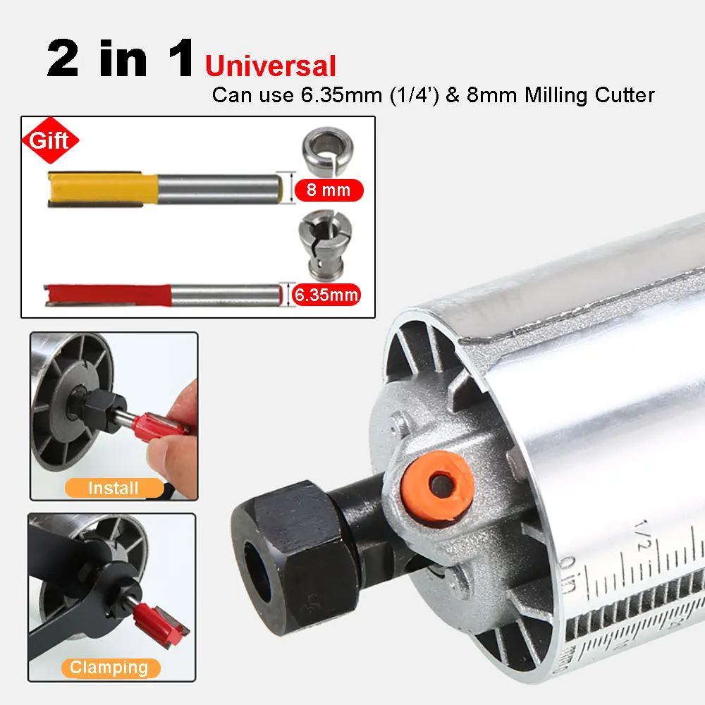 NEW 2000W Woodworking Engraving Slotting Trimming Hand Carving Machine 1/4 8 mm 6 Speeds Wood Electric Hand Trimmer Wood Router