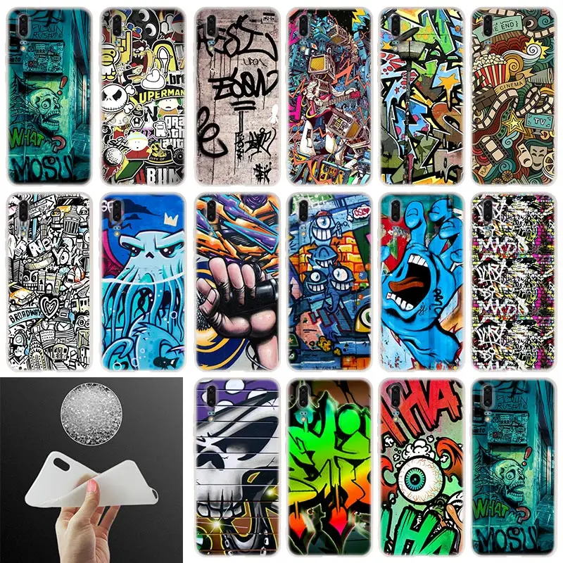 Soft Silicone Phone Case Graffiti Wallpaper For Huawei P30 P P40 Pro P10 P9 P8 Plus Lite 17 P Samrt 19 Cover Fitted Cases Aliexpress