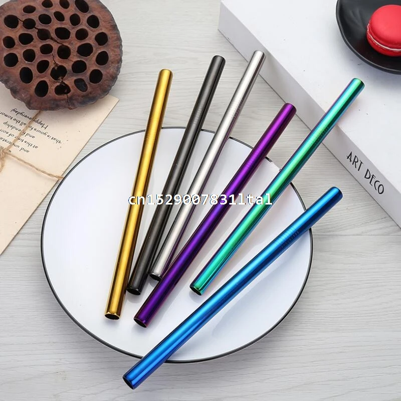 10pcs 12mm*8.5inch/215mm Colorful Stainless Steel Straws Large Size for Bubble Tea Milk Shake Pearl Milk Tea string