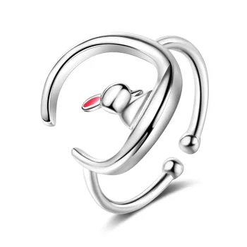 

Ring Curved Moon Rings Elegant Cute Rabbit Adjustable Ring
