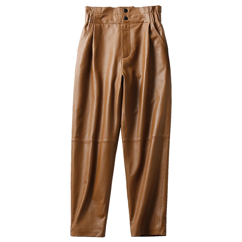 Genuine leather pants women winter 2020 new fashion elastic high waist pants women plus size harem pants casual trouser female Genuine leather pants women winter 2020 new fashion elastic high waist pants women plus size harem pants casual trouser female