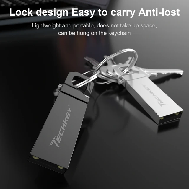 new Techkey USB Flash Drive 64GB Metal Steel Pen Drive 32gb memory memori cel usb stick High Speed Pendrive Key u disk gift 3