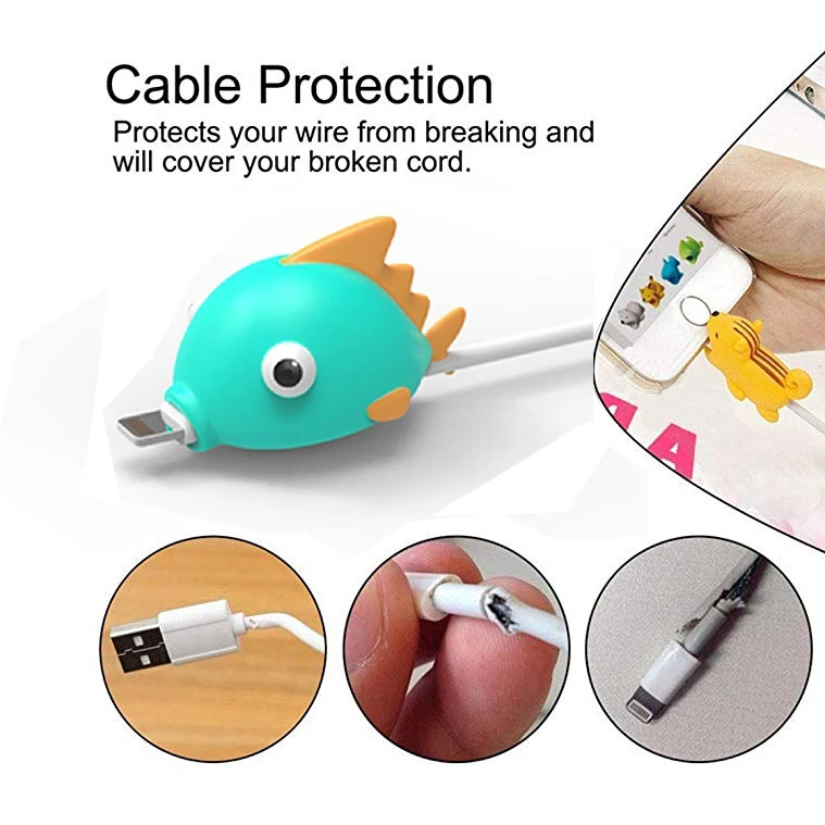 Милый Забавный животное укуса iPhone USB защитный кабель Органайзер линия передачи