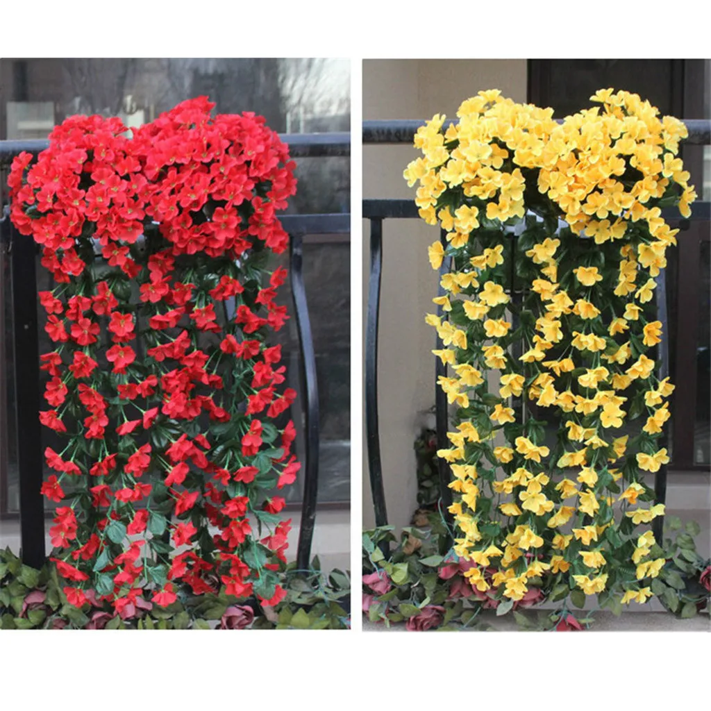 Fake Hanging Flowers Artificial Violet Flower Wall Wisteria Basket Hanging Garland Vine Fake Silk Many colors optional