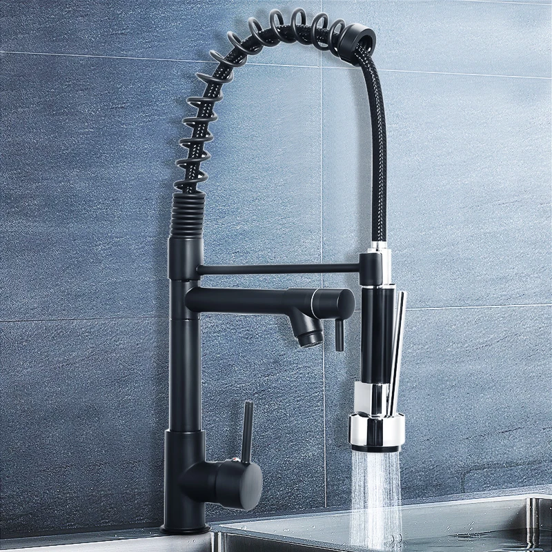 

Black Oil Rubbed Pull Out 360 Rotation Kitchen Water Tap Spout Faucet Handheld 2-Way Shower Kitchen Water Outlet Mixer Taps