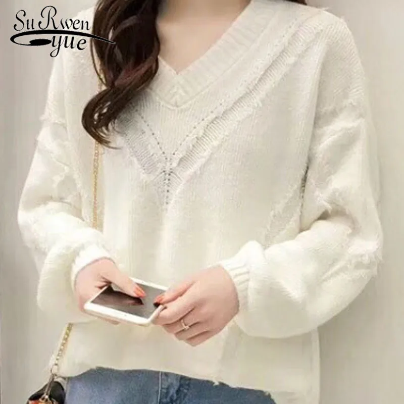 

Short Sweaters V-neck Solid Casual Computer Knitted Women Winter/autumn Tops Pullovers Soft 2019 Fashion Women Sweater 5293 50
