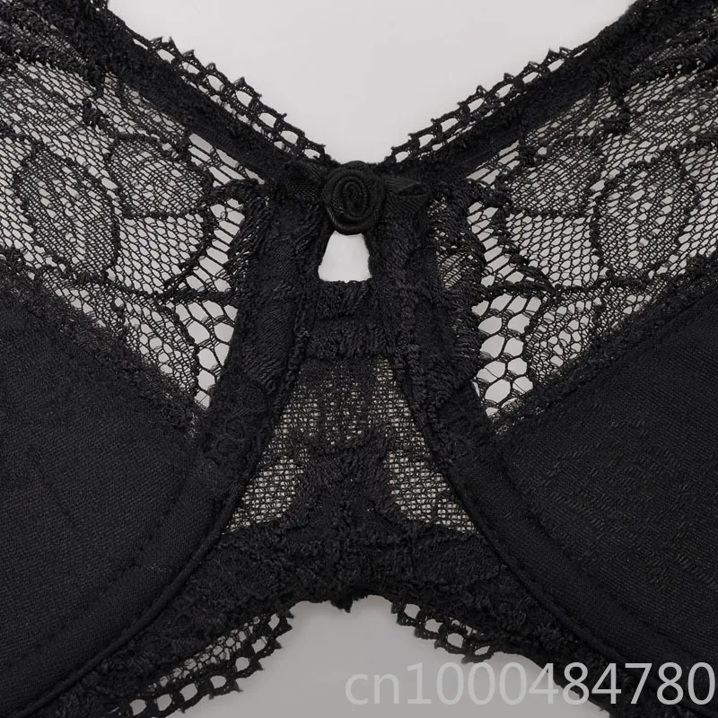 34-44 DD DDD E F G H женский кружевной прозрачный полный охват размера плюс без подкладки жаккардовый не мягкий бюстгальтер на косточках минимайзер