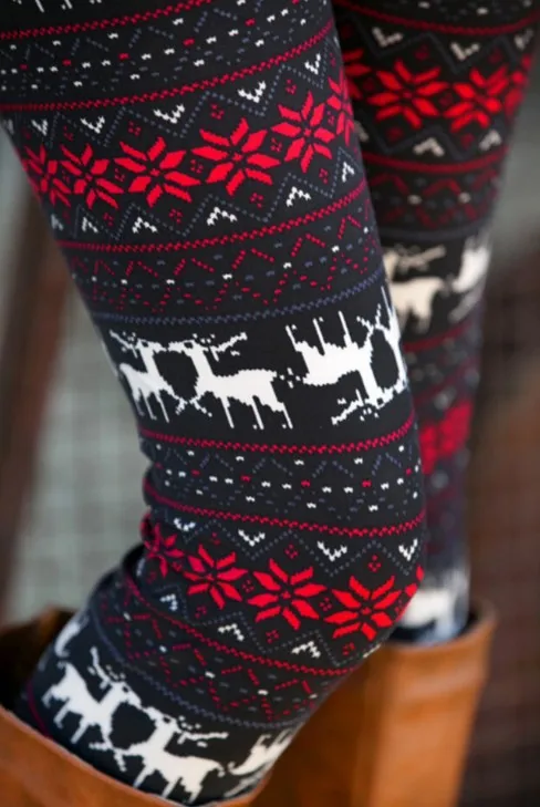 Женские осенние и зимние леггинсы, теплая одежда с принтом, брюки, тонкие экзотические повседневные штаны, рождественские штаны, леггинсы со снежинками