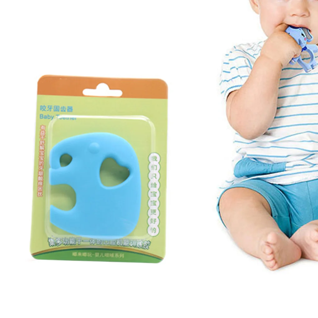 Toddler Elephant Silicone Teether Baby Teething DIY Ring Necklace Pendant Lovely Animal Infant Teething Toy