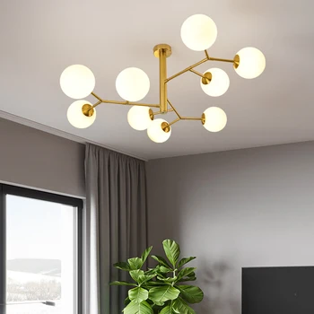 

modern led Glass Lamp Lustre Design Chandelier Living Room Kitchen Foyer Decor Home Lighting Fixture Chrome Metal Light